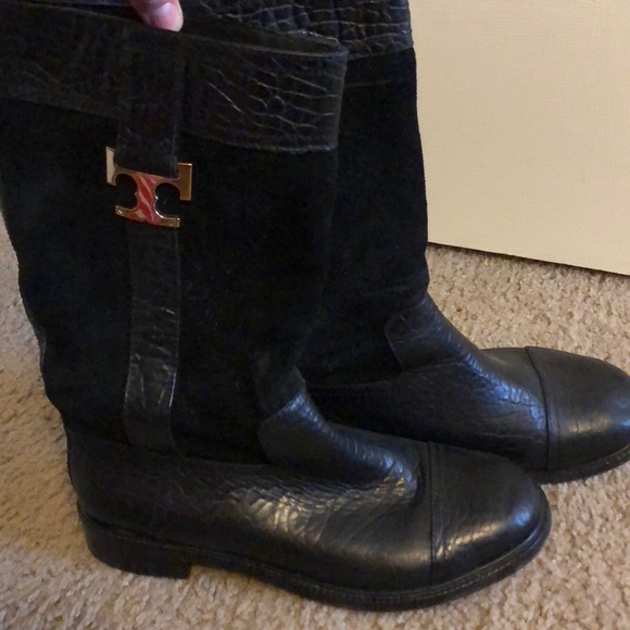 Tory Burch Shoes - Tory Burch Black Leather & Suede Boots Tory Burch Shoes - Tory Burch Black Leather & Suede Boots